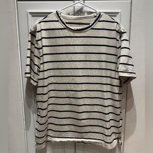 Banana Republic Supima Cotton Beige Striped Short Sleeve Shirt Large